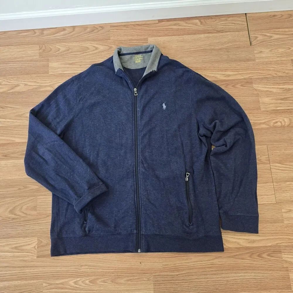 Polo Ralph Lauren Jackets Men’s XL Luxury Jersey Baseball Full Zip Blue